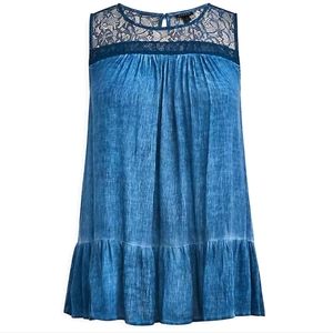 TORRID Gauze Lace Trim Tunic Tank Sleeveless Top - sz 2X